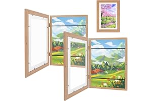 RoserRose 2 Stück Bilderrahmen Kinderzeichnungen,Kunstfotorahmen für Kinder,Rahmen für Kinderzeichnungen,A4 aufklappbar kunstfoto rahmen für kinderzeichnungen,befüllbar bilderrahmen zum öffnen (Wood)