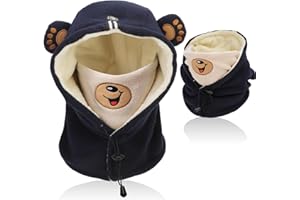 AYPOW Cagoule d'hiver Coupe Vent Enfant, Multifonction Cache-Cou Masque de Ski Bonnet en Polaire Chaude, Balaclava Casquette Chapeau Tour de Cou Écharpe pour Garçons Filles Tout-Petits Plein Air