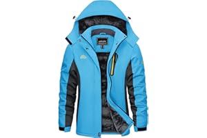 KEFITEVD Chaquetas de Invierno al Aire Libre para Mujer Abrigo Polar Impermeable a Prueba de Viento Con Capucha Desmontable Para Esquiar y Pescar