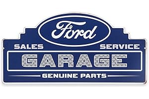 Open Road Brands Ford Garage Genuine Parts Metal Sign - Classic Blue Ford Sign for Garage, Shop or Man Cave