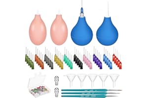 LAMPTOP 164pcs Clay Ceramic Decorative Tools, Pottery Tools Supplies Glaze Precision Applicator Set, Plastic Steel Needles with Adapter, Rubber Ceramic Glaze Extrusion Bottle and Funnels, Paintbrush