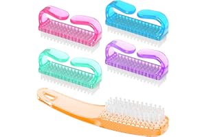 Larbois Handle Grip Nail Brush, Hand Fingernail Brush Cleaner Scrubbing Kit Pedicure for Toes and Nails Men Women (5 Pack) (Color-5)