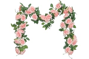 SHACOS 3 Piezas de 200cm Guirnaldas de Rosas Artificiales Flores con Hojas Verdes Hiedra de Seda Flores Colgantes Artificiales Decorativas para Arco de Boda Hogar Jardín Pared