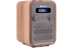 Radio digitale DAB+ e FM. Denver DAB-48GREY. Sveglia. Connessione Bluetooth. Volume: 2,5 W. Telecomando incluso. Grigio.
