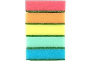 IDEA HOME D.RECT Lot de 5 Éponges de Cuisine | à Deux Faces | 30 x 100 x 75 mm | Multi-usages | le Pouvoir Absorbant et le Pouvoir Nettoyant | MAXI | Multicolore