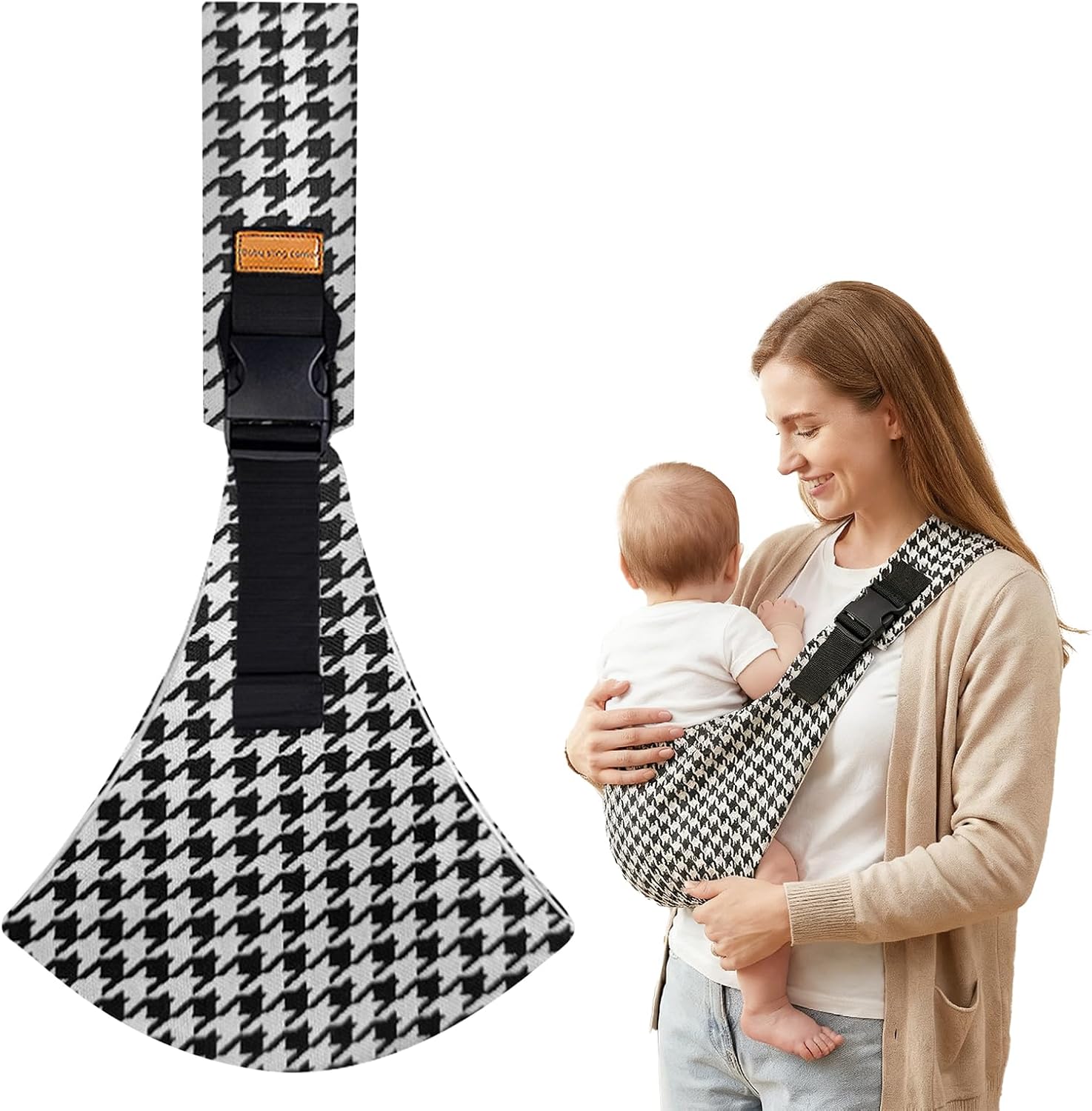 DAVBNM Baby Sling Carrier Toddler Sling, Baby Side Carrier with Thick Shoulder Straps-Adjustable, for Newborn Infant Toddler 3-36 Months, Breathable and Comfortable (Black-3, One Size)
