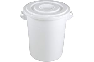 ‎TOLEGANO TOLEGANO 100 L Food-Safe Bucket with Lid, White Water Barrel, Universal Water Barrel, Feeding Bin, Feed Bucket with Lid, Plastic Bucket, Plastic Barrel, Horse Hobbock Storage Bucket