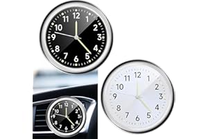 RHITCHY Reloj de salpicadero de coche para coche, mini reloj de salpicadero de coche, universal, pequeño y luminoso, con clip de ventilación, mini vehículo, salpicadero, reloj para oficina, hogar, barco,