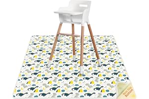 QHYDZ Splash Mat for Under High Chair/Arts/Crafts, 43.3” Waterproof Splat Mat, Easy Clean Spill Mat with Anti Slip Bottom Washable, Baby Mess Mat, Table Cloth