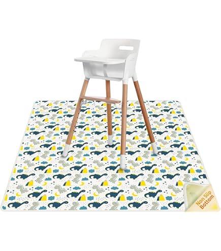 Tapis De Protection Pour Chaise Haute Bébé - 130x130 Cm, Antidérapant, Imperméable, Lavable, Pour Repas Et Jeux Au Sol
