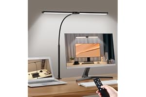 LIBORA Schreibtischlampe LED Dimmbar, Schreibtischlampe Klemmbar mit Fernbedienungen, 5 Farben und 5 Helligkeitsstufen Monitor Lampe, Büro Tischlampe, Tageslichtlampe Schreibtisch, Speicherfunktion, Schwarz