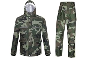 Ynport Crefreak, Impermeabile Unisex per attività all'aperto, Mimetica con Cappuccio, Giacca Antipioggia a Poncho