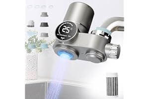 LIEBERWELL Water Filter Tap with LED Display, 0.01 Micron Fine Filtration Drinking Water Filter for Home Kitchen, Drinking Water Filter with Blue Light for Removes Chlorine, Heavy Metals, Bad Taste