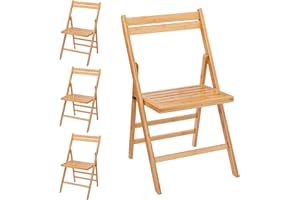 Spetebo Lot de 4 chaises pliantes en bambou naturel - Charge maximale : 120 kg - Chaise de cuisine pliable en bois FSC - Chaise classique pour un usage domestique