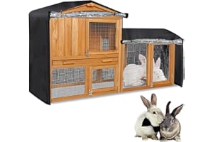 MRWiZMS Copertura per Conigliera, Copertura Antipolvere per Gabbia di Coniglio a Doppio Strato Impermeabile per Esterni con Cerniera e Ventilazione Telo Copertura Conigliera (L147xW52xH85cm)