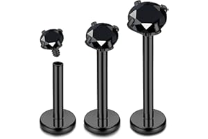 Chriscoco 16G/18G G23 Titanio Piercing Labio Piercing Oreja Piercing Tragus Piercing Nariz CZ Ópalo Labret Monroe Cartílago Helix Piercing 6/8/10MM