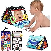 URMYWO Tummy Time Toys Black and White Baby Sensory Toys with Mirror, Newborn Essentials, Baby Toy Gift for 3+ Months Ideal f
