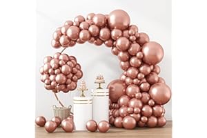 FLETORIN Decorazioni Compleanno 107 Pezzi, Arco Palloncini Oro Rosa, Taglie 18 12 10 5 pollici Palloncini Arco Kit Per Feste Compleanno, Baby Shower, Matrimonio, Laurea, Battesimo Bambino Addobbi