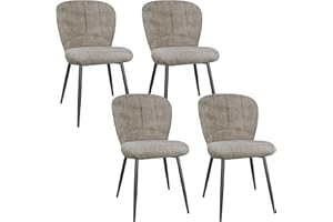 ANVOFONG Set di 4 Sedie Sala da Pranzo, Sedie da Cucina, Sedia Imbottita, Schienale in Tessuto con Gambe in Metallo Nero per Sala da Pranzo, Cucina, Grigio Kaki.