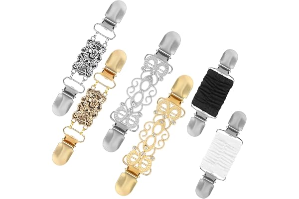 Dam cinch clips set, 6 st vintage kofta klämma kofta pullover clips för kläder, brosch silver enkel halsduk clips för cape jacka kappa klänning midjestram (guld silver svart