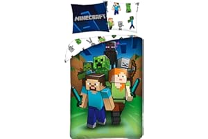 HALANTEX Minecraft set di copripiumino, in cotone, 140 x 200 cm, con federa di 70 x 90 cm, originale