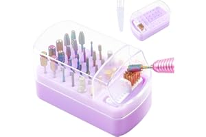 YINGJEE 30 Löcher Nagelbohrer Halter,2 in 1 Nagelbohrer Fräserhalter Abnehmbare Reinigung Pinsel Aufbewahrungsbox für Nagelfräser Aufsatz Bit Set Nail Art Drill Organizer Container Staubdichter