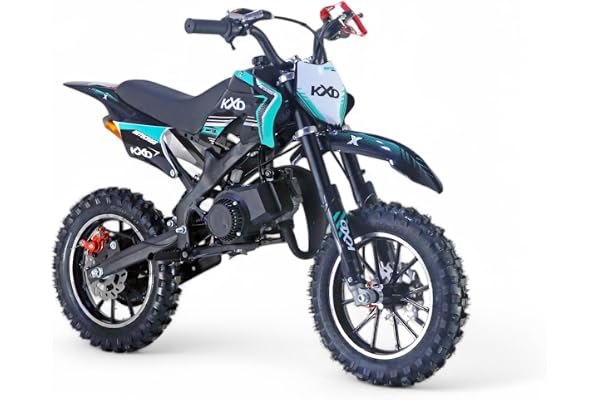 KXD 701/706/708 Blitzer 49cc Enfant 2 Temps 45km/h Dirt Bike Dirtbike CrossBike Pocket Pitbike Pocket Kids Dirt Cross Motor Moto Vélo Véhicule Enfant (Turquoise, KXD 701 49ccm 2Temps)