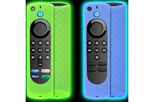 PINOWU 2 szt. Uniwersalny silikonowy pokrowiec (świecący w ciemności) kompatybilny z pilotem zdalnego sterowania Firestick 4K Alexa (3. generacji) / Lite ze smyczą (zielony i niebieski) (NIE dla)