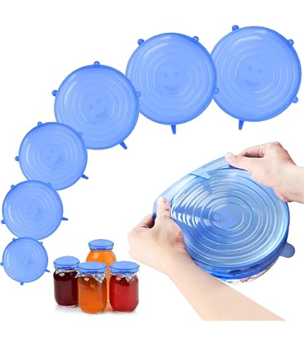 Set Di 12 Coperchi Elastici In Silicone Alimentare - Estensibili Per Barattoli, Ciotole Rotte E Quadre, Riutilizzabili E Sigillanti Per Frigorifero E Pasticceria