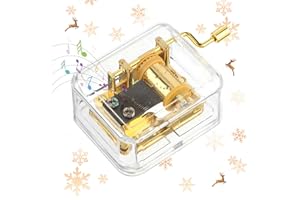 Amaxiu Carillon regalo di buon Natale, scatola musicale a manovella trasparente in acrilico mini scatole musicali vintage incise, carillon acrilico decorazioni natalizie regali per Capodanno
