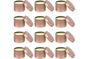 LUKIUP 12 Pezzi Contenitori per Candele, 120ml Rosa Metallo Vuoti per Fare Candele, Riutilizzabili Barattoli Rotondi con Coperchio, per La Produzione di Candele, Cosmetici, Spezie, Dolci
