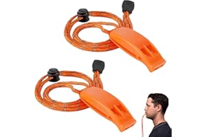 SODWES 2 Pièces Sifflet De Survie, Sifflet De Secours avec Cordon,Sifflet d'urgence De Survie, Sifflets d'urgence avec Cordon Réfléchissant Réglable en Plastique,pour Signalisation, Sauveteurs,Randonnée