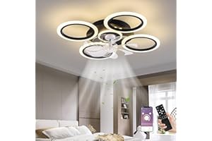‎MIIR MiiR Deckenventilator Mit Beleuchtung Und Fernbedienung 60W Deckenlampe Mit Ventilator LED Leise Ring Lampe Mit Ventilator 6 Gang Reversibel Deckenventilator Für Wohnzimmer Schlafzimmer Beleuchtung