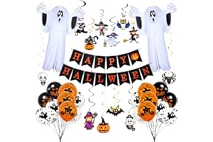 VOLSHA Halloween Decorations, Halloween Pumpkin Balloons Banner Hanging Swirl Halloween Theme Party (Halloween Ghost)