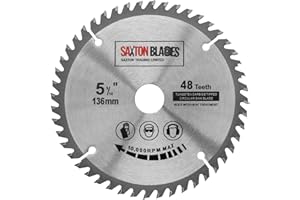 SAXTON BLADES Saxton TCT Kreissägeblatt für Holz, 136 mm x 20 mm (16 mm Ring) x 48 Zähne, kompatibel mit Bosch, Makita etc