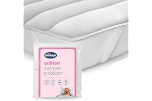Silentnight Quilted Mattress Protector – Premium Luxury Soft Cosy Mattress Cover Protector Pad with Extra Deep Fit Elasticated Straps – Hypoallergenic, Super Soft and Machine Washable - King, White
