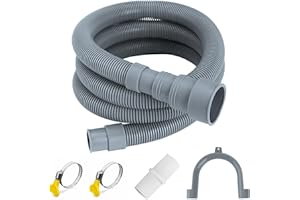BOCGUY Waschmaschinenschlauch Verlängerung, 1M/1.5M/2M/3M/4M/5M Ablaufschlauch Waschmaschine, Abwasserschlauch Wohnwagen Inkl Schlauchverbinder und Schlauchschellen für Waschmaschine Geschirrspüler(2M)