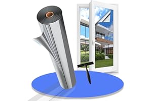 Gufoltie Window Film Privacy One Way Clear Heat Reflective UV Window Tint Mirror Film for Glass Windows Sun Blocker See Out Not in for Home Office Silver 44.5x200cm