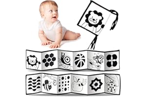 SCBOY Kontrastbuch Baby Kontrast Spielzeug Kontrastkarten Schwarz Weiss Buch Schwarz Weiß Stoffbuch für Kleinkinder ab 0 6 Monate