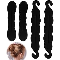 4x Schwamm-Haarschalen Set – Magische Haarstyler Für Knoten & Dutts, Inkl. Gummibänder (schwarz)