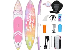 EKLIPT Inflatable Stand UP Paddle Board with Adj Paddle, Pump, Backpack, Leash, GO-Pro Base, Waterproof Bag, Pro Kayak Seat & Non-Slip Deck Paddle Boards for Adults＆Youth