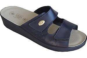 Sanital Light - Ciabatta in Pelle con sottopiede in pelle imbottito Anti-Shock - 1375 - Artigianato Italiano - Con doppia chiusura a strappo