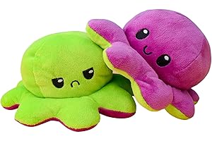 KUNSTIFY Pluszowe zwierzątko w kształcie ośmiornicy, przytulanka dla kobiet, dzieci oraz tych, którzy chcą wyrazić swój nastrój, prezent dla przyjaciółki (fioletowo-zielona)