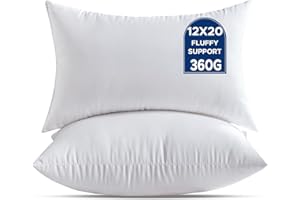 QSWRD 30 x 50 CM Cushion Inserts Pack of 2 Small White Decorative Lumbar Throw Pillow Inserts for Living Room Couch Bed Sofa Rectangle Cushion Sham Stuffer Indoor