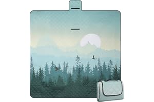 Leisuremix Picknickdecke isoliert 200 x 200cm XXL wasserdicht, 210D Oxford Campingdecke Stranddecke Ultraleicht, Picnic Blanket mit Tragegriff Outdoor Decke für 6-8 Personen, Wald