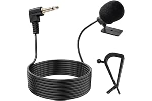 FUNVER Microphone de Voiture,Micro Autoradio Voiture,GPS, DVD, Micro de Remplacement avec Adaptateur 3,5 mm vers 2,5 mm, Compatible Autoradio Sony Pioneer Kenwood Boss JVC Jensen Alpine, pour Auto Radio