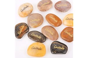 12PCS Gratitude RockImpact Engraved Inspirational Stones, Sentimental Gifts, Motivational Rock, Encouragement Message Pebble Keepsake, Wholesale Price, 5-8cm (2"-3") Each