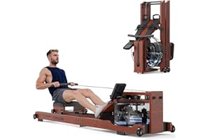 ‎YOSUDA YOSUDA 2025 Neu Wasser Rudergerät Holz Klappbar, Rudergerät für Zuhause mit Bluetooth Display & Verstellbarer Handy-Halter, Rudermaschine-Max Benutzerhöhe 190cm/182kg, Ideal für Heimfitness