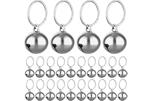 Molain 24pcs Cat Bells with Keyrings- Dog Collar Bells, Training Jingle Bell Collar Pendant Pet Accessories Festival Party DIY Small Bells (Silver)