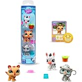 Littlest Pet Shop Bandai Zoo Pets BF00597 seti, 3 evcil hayvan, aksesuar, koleksiyon kartı ve sanal kod, 7. nesil, evcil hayv
